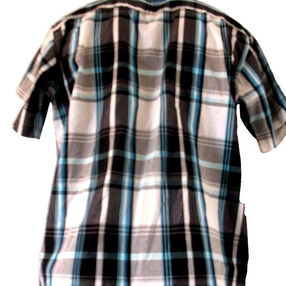 AIRWALK Western Short Sleeve Blue plaid, with Buttons Shirt Men's Size Large - Picture 9 of 11